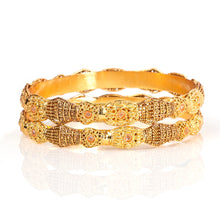 Load image into Gallery viewer, FLORAL GOLD PLATED BANGLE SET
