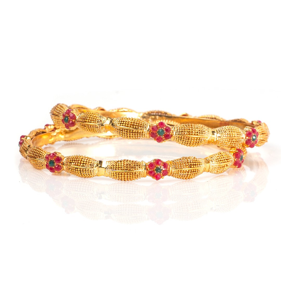 Red Flower Moon Bangle Set