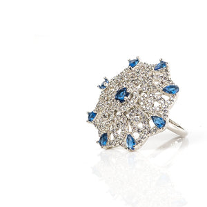 1 Ct Sea Firefly Bridal Ring (Blue)