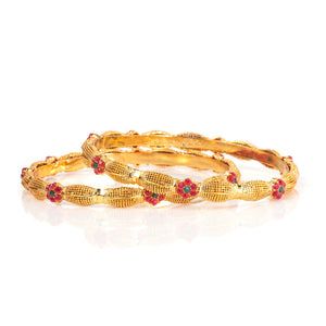 Red Flower Moon Bangle Set