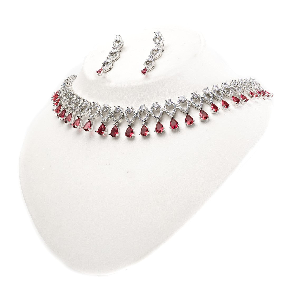 American Diamond Red Bridal Set