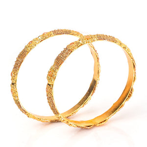 FLORAL GOLD PLATED BANGLE SET