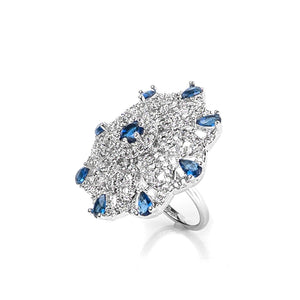 1 Ct Sea Firefly Bridal Ring (Blue)