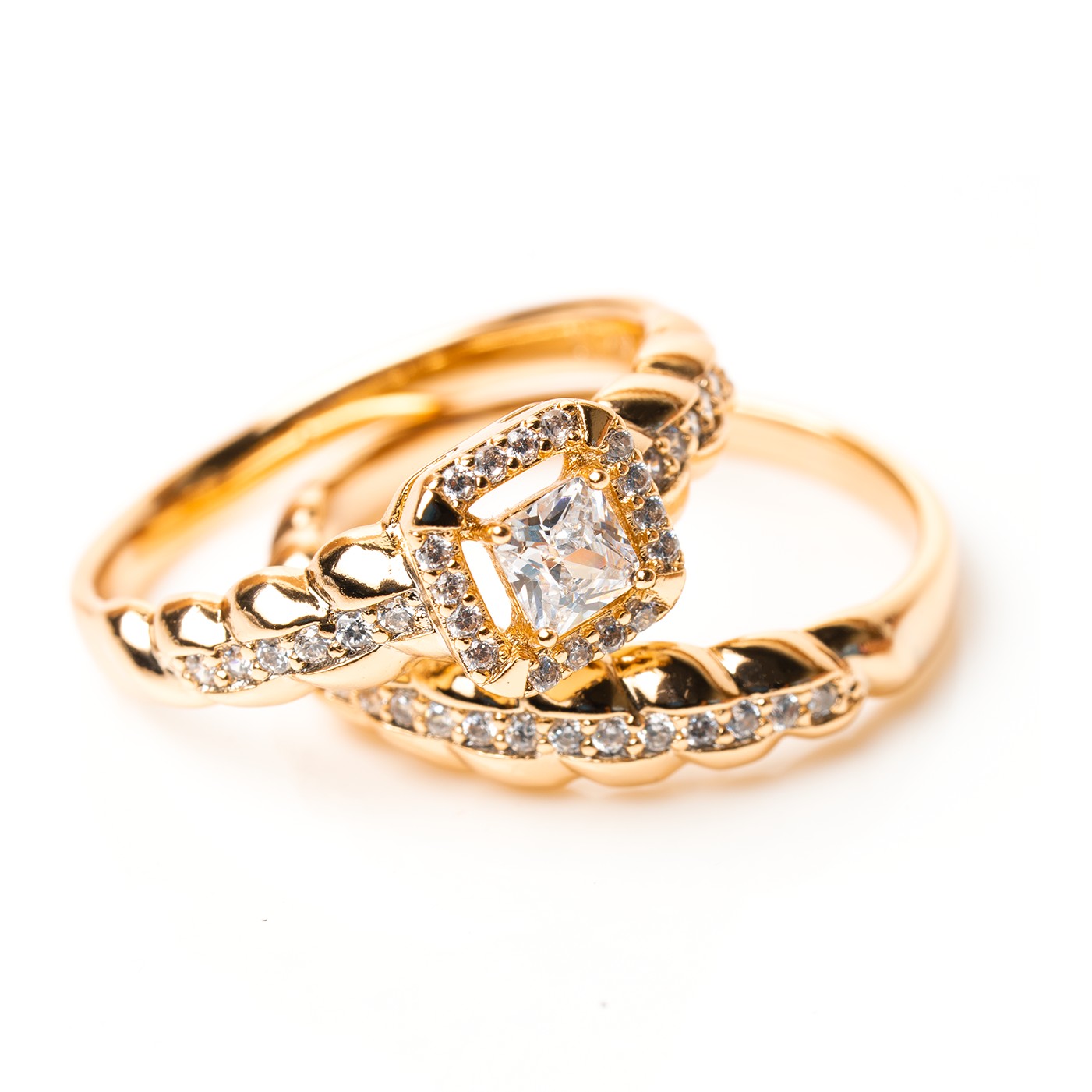 Amora Diamond Cut Double Ring (Brass)