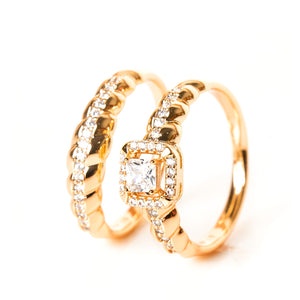 Amora Diamond Cut Double Ring (Brass)