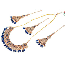 Load image into Gallery viewer, Kundan Blue Stone Bridal Set
