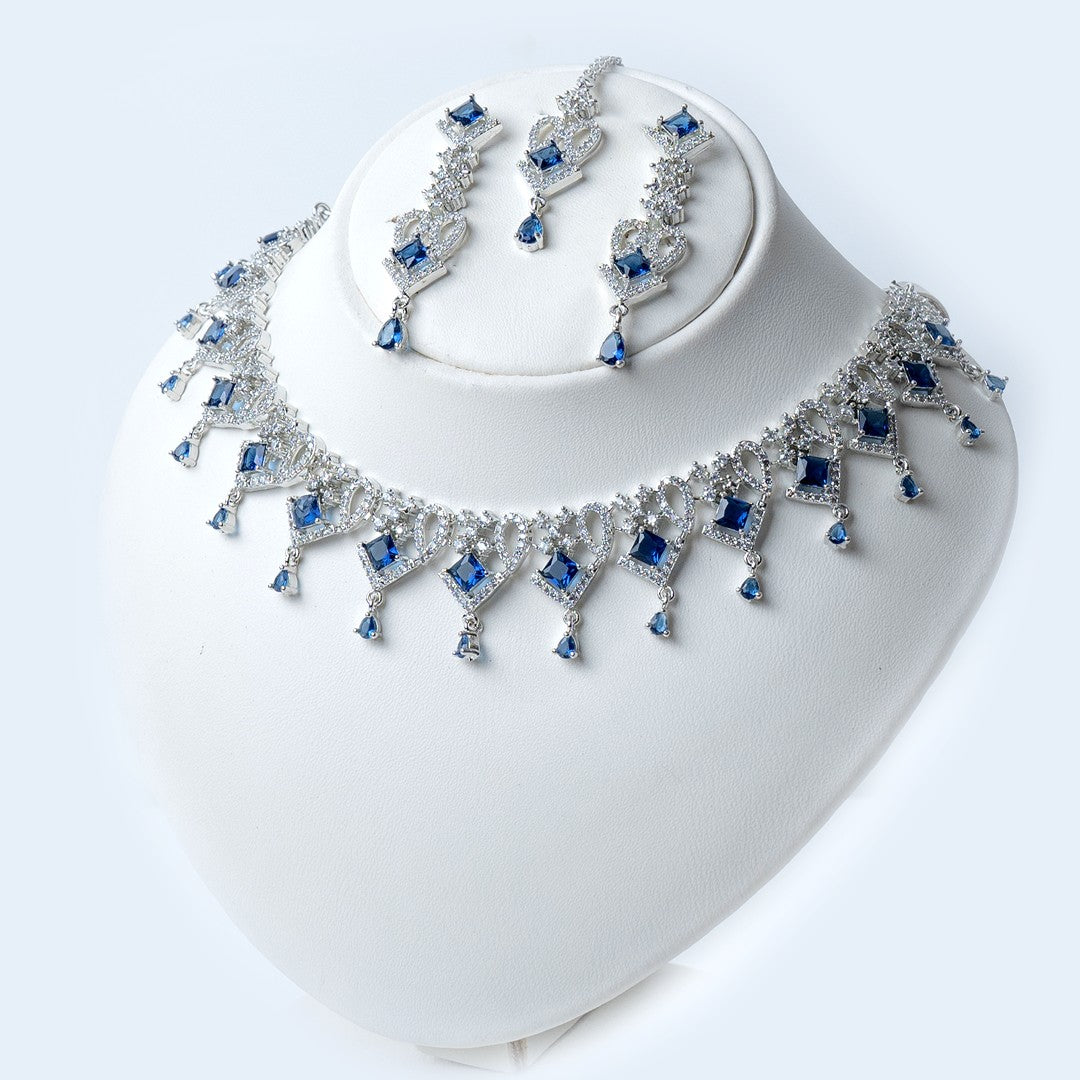 1 Carat Waterdrop Bridal Necklace Blue