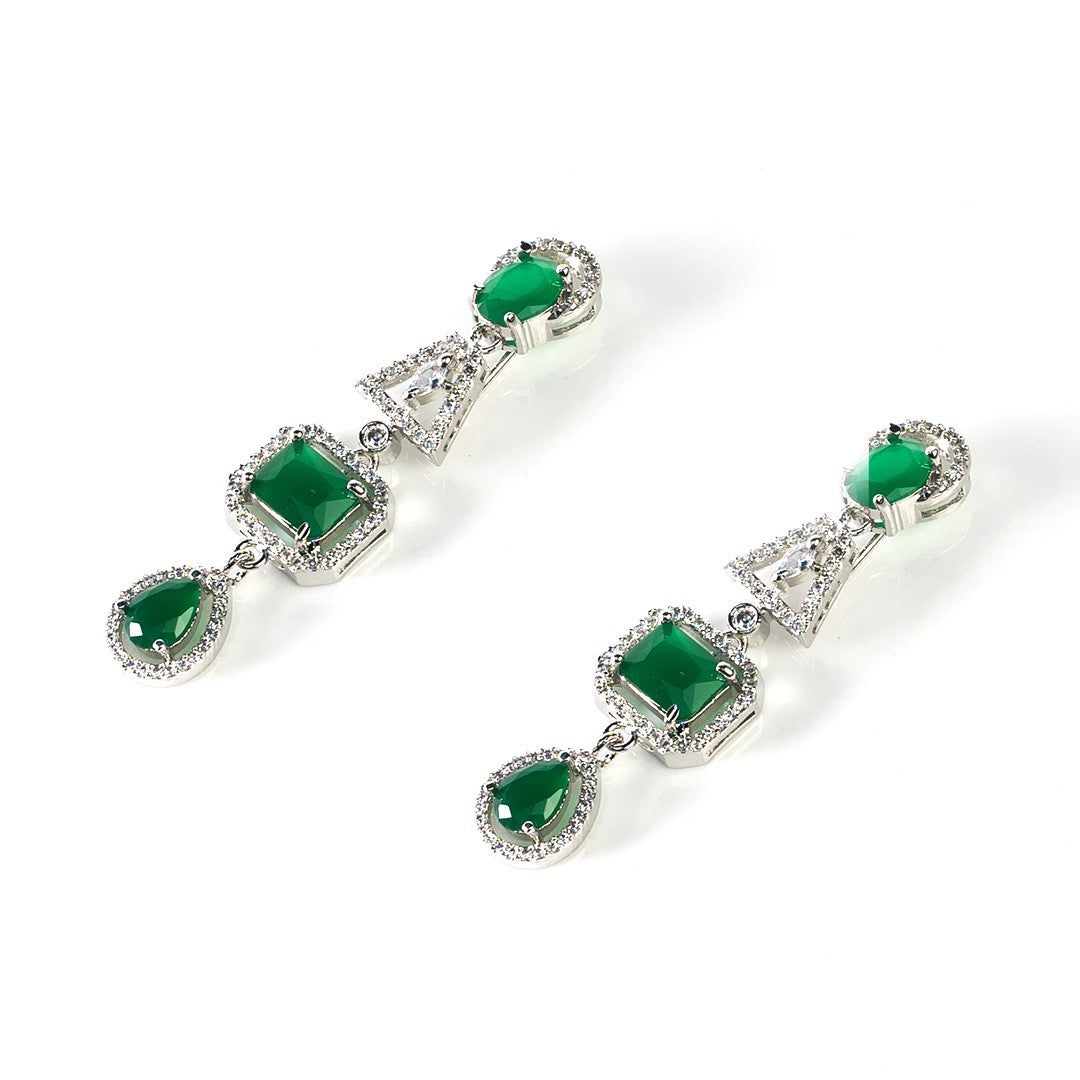 1 Ct Emerald and Diamond Earrings (50 mm)