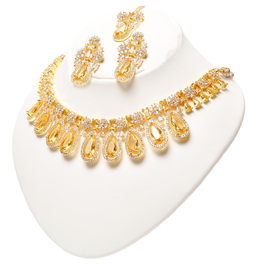 Yellow Pearl Drop Bridal Set 1 ct