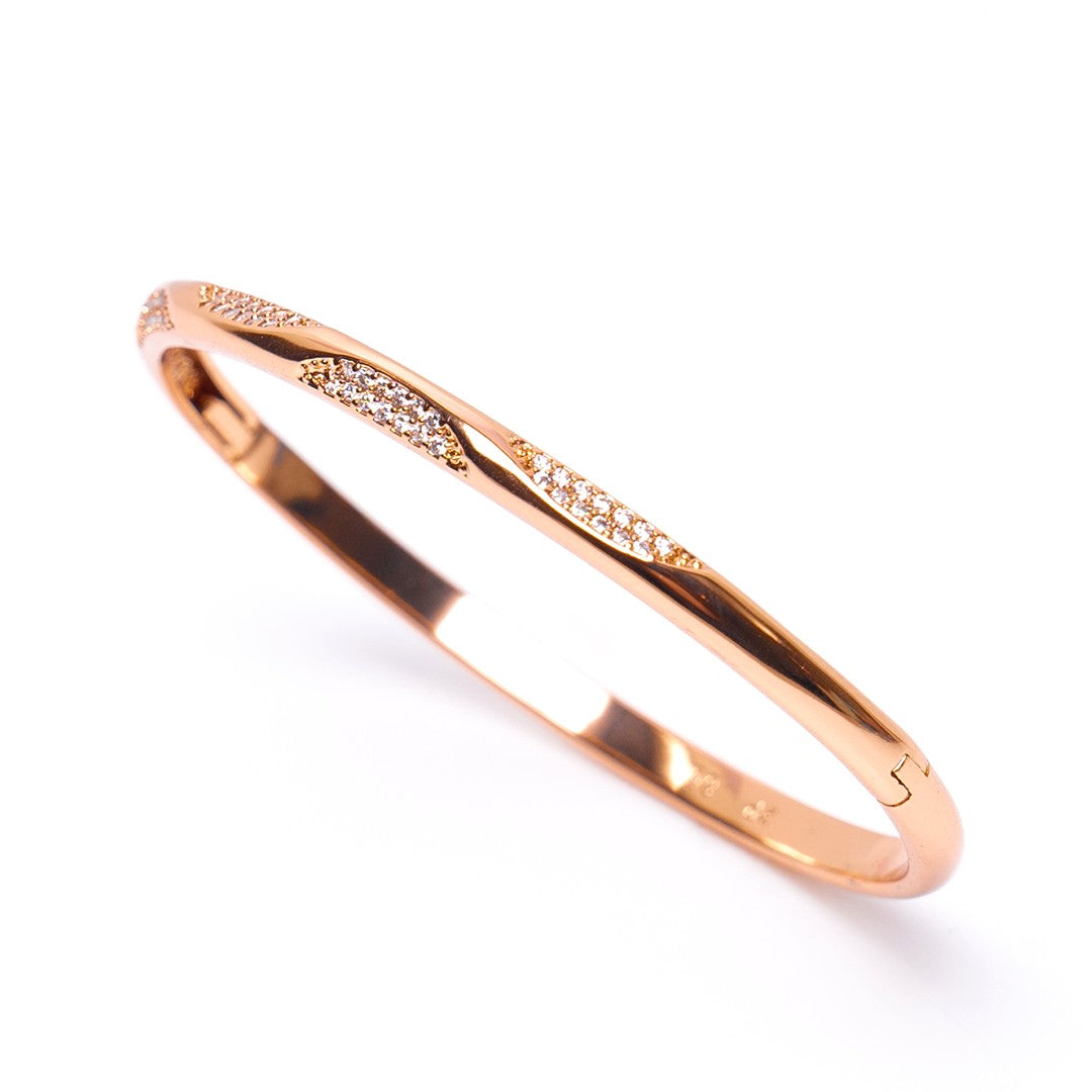 Brass Gold Plated Cubic Zircon Bangle (Openable)