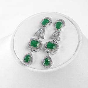 1 Ct Emerald and Diamond Earrings (50 mm)