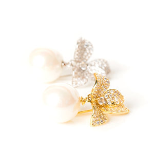 Estella Diamond Studded Pearl Earring  (30mm)