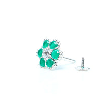 Load image into Gallery viewer, 925 Green flower nose pin (8mm)
