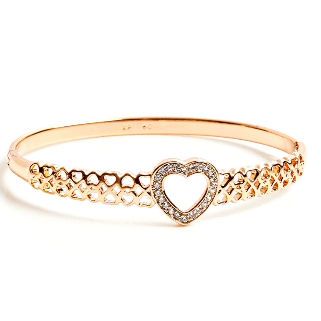 Romantic Diamond Heart Bangle (Copper)