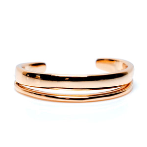 Gold Plated Double Facet Adjustable Ring (Brass)