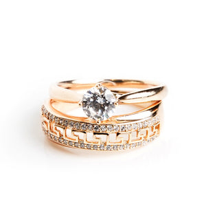 White Sapphire Double Ring (Copper)