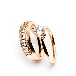 White Sapphire Double Ring (Copper)