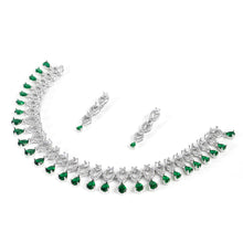 Load image into Gallery viewer, American Diamond Silver Green Bridal Set
