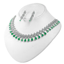 Load image into Gallery viewer, American Diamond Silver Green Bridal Set
