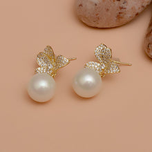 Load image into Gallery viewer, Estella Diamond Studded Pearl Earring  (30mm)
