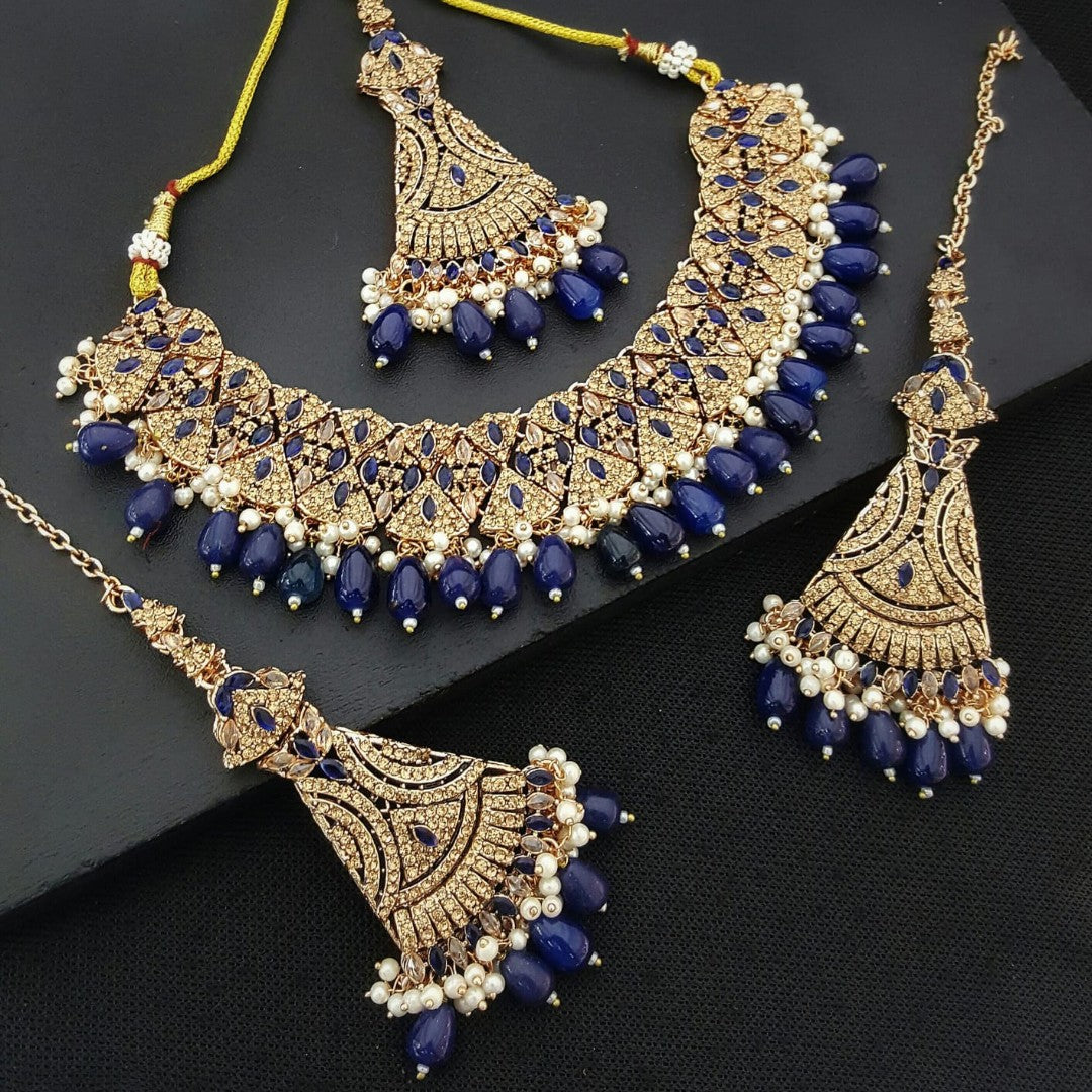 Kundan Blue Stone Bridal Set