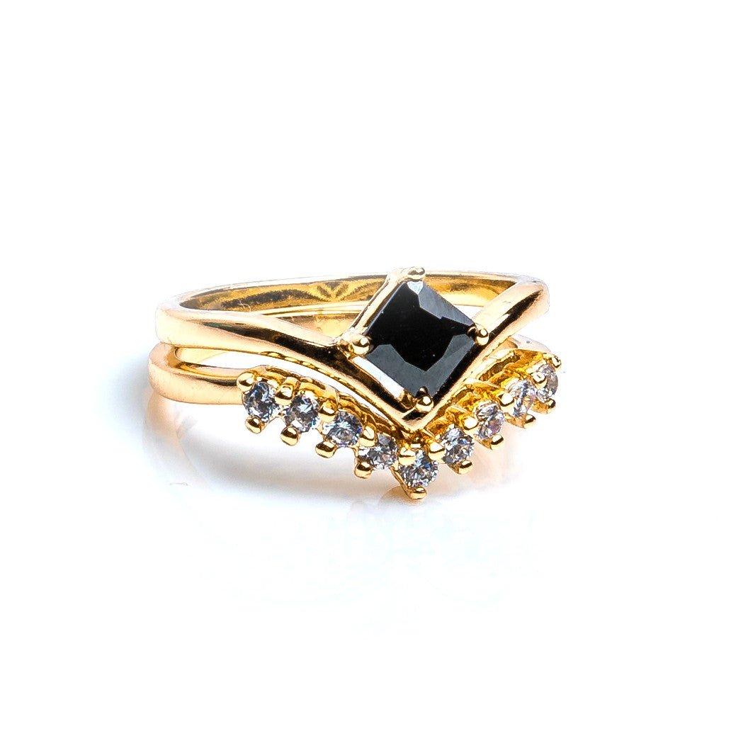 Black Stone Double Ring - vistoso.pk