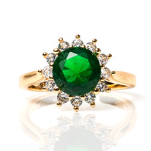 Load image into Gallery viewer, Round Cut Green Halo Ring - vistoso.pk
