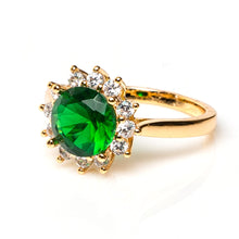 Load image into Gallery viewer, Round Cut Green Halo Ring - vistoso.pk
